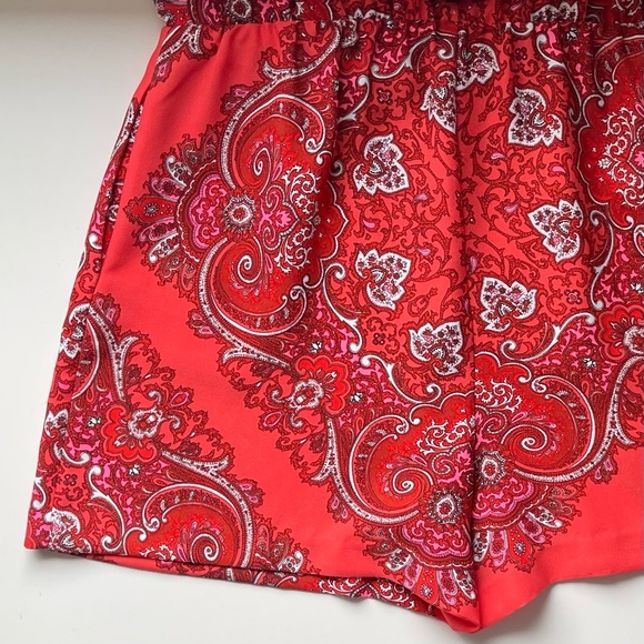 Banana Republic Romper - Coral & Paisley Print - Size 12 - Picture 4 of 12